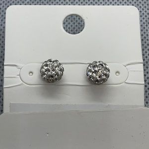 Small silver ball sparkle post earrings New